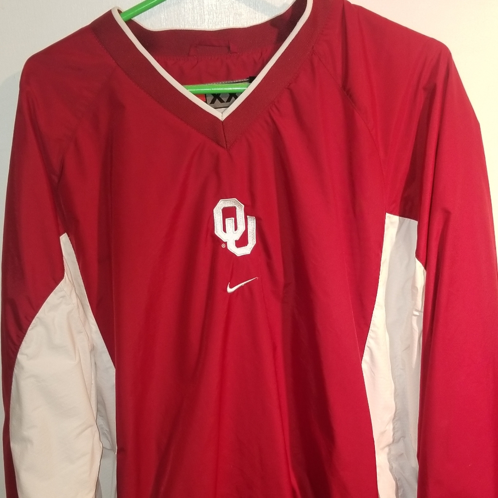 MEN'S AUTHENTIC NIKE" OKLAHOMA SOONERS PULL-OVER JACKET SZ.XXL
